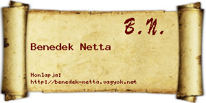 Benedek Netta névjegykártya